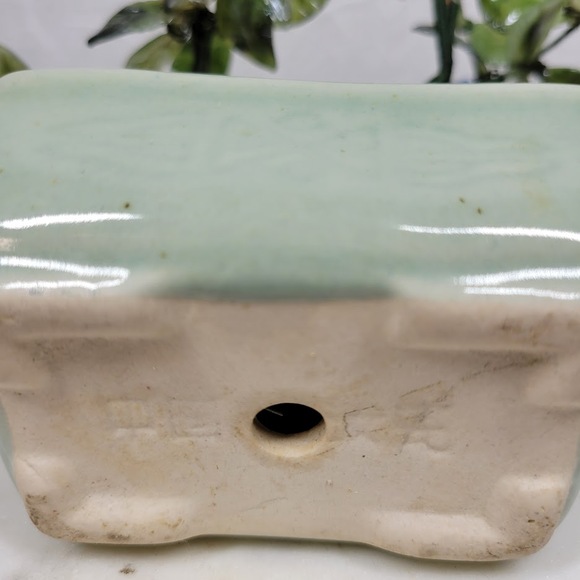 Vintage Bonsai Tree Jade Glass 8" Japanese Oriental Flower Blossom Ceramic Pot - Picture 14 of 15
